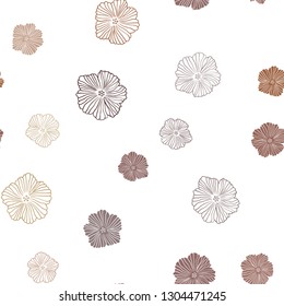 Light Red, Yellow vector seamless doodle layout with flowers. Colorful illustration with flowers in doodle style. Template for business cards, websites.