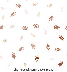 Light Red, Yellow vector seamless doodle background with leaves. Glitter abstract illustration with doodles and leaves. Design for textile, fabric, wallpapers.