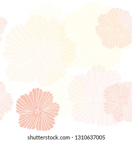 Light Red, Yellow vector seamless elegant template with flowers. Decorative design of flowers on white background. Design for wallpaper, fabric makers.