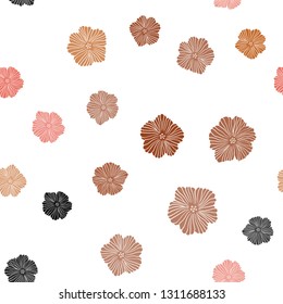 Light Red, Yellow vector seamless doodle layout with flowers. Colorful illustration with flowers in doodle style. Texture for window blinds, curtains.