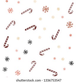 Light Red, Yellow vector seamless layout with christmas sweet desserts.