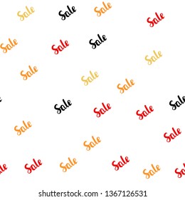 Light Red, Yellow vector seamless layout with discount words. Colored words of sales with gradient on white background. Template for season sales, shopping ads.