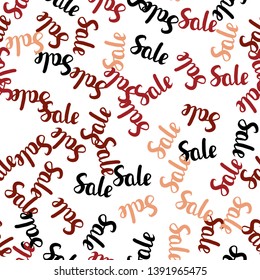 Light Red, Yellow vector seamless pattern with 70, 90 percentage signs. Gradient illustration with discount signs on white backdrop. Pattern for ads, posters, banners of sales.