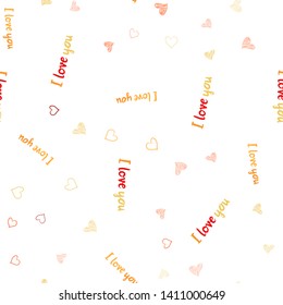 Light Red, Yellow vector seamless cover with Shining hearts. Blurred decorative design in doodle style with hearts. Beautiful design for your business advert of anniversary.