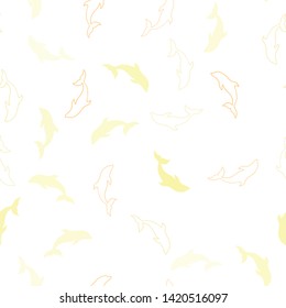 Light Red, Yellow vector seamless backdrop with ocean dolphins. Natural illustration with sea dolphins. Template for natural magazines.