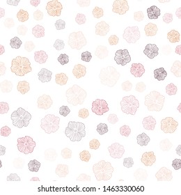 Light Red, Yellow vector seamless elegant background with flowers. Flowers in natural style on white background. Pattern for trendy fabric, wallpapers.