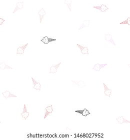 Light Red, Yellow vector seamless pattern with cold ice-cream. Decorative design of ice-cream cones in doodle style. Doodle design for your business advert of cafes.