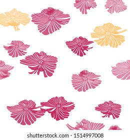 Light Red, Yellow vector seamless doodle pattern with flowers. Brand new colored illustration with flowers. Design for textile, fabric, wallpapers.