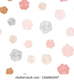 Light Red, Yellow vector seamless doodle background with flowers. Shining colored illustration with flowers. Design for textile, fabric, wallpapers.