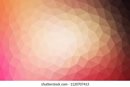 Light Red, Yellow vector shining triangular backdrop. Geometric illustration in Origami style with gradient.  Brand new style for your business design.
