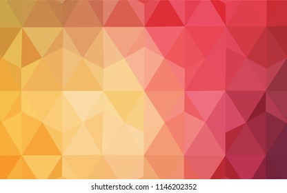Light Red, Yellow vector shining triangular backdrop. Colorful illustration in polygonal style with gradient. A new texture for your web site.