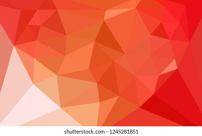 Light Red, Yellow vector shining triangular cover with a heart in a centre. Illustration in abstract style with triangles. Best triangular design for your business.