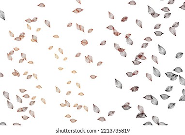 Light Red, Yellow vector sketch cover. A vague abstract illustration with leaves in doodles style. The textured pattern for website.