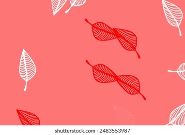 Light Red, Yellow vector sketch backdrop. Shining colorful illustration with leaves in doodle style. Completely new design for your business.