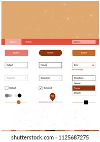 Light Red, Yellow vector style guide with triangles, circles. Style guide with triangles, circles on abstract background. Beautiful layout for websites, landing pages.