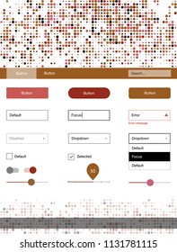 Light Red, Yellow vector style guide with circles. Simple Material Design Kit with colorful dots in header. Simple colorful design for websites.
