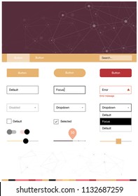 Light Red, Yellow vector style guide with triangles, circles. Ui kit design in abstract style with colorful crystals, circles. This sample is for your landing page.