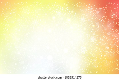 Light Red, Yellow vector template with ice snowflakes. Glitter abstract illustration with crystals of ice. The pattern can be used for new year leaflets.