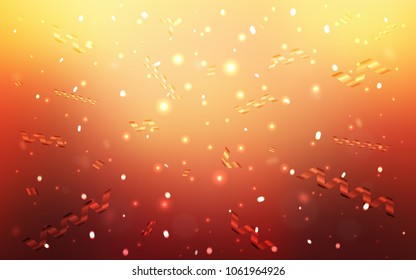 Light Red, Yellow vector template with carnival confetti. Beautiful colored illustration with ribbon in celebration style. The pattern can be used for new year ad, booklets.