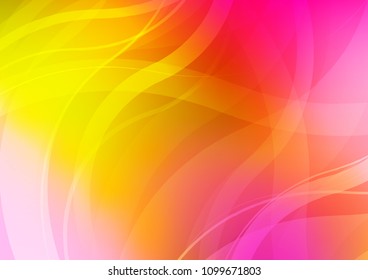 Light Red, Yellow vector template with bent lines. Colorful abstract illustration with gradient lines. Pattern for your business design.