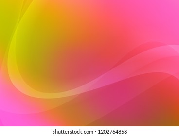 Light Red, Yellow vector template with bent ribbons. Creative illustration in halftone marble style with gradient. A new texture for your  ad, booklets, leaflets.