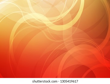 Light Red, Yellow vector template with bent lines. Shining illustration, which consist of blurred lines, circles. A new texture for your  ad, booklets, leaflets.
