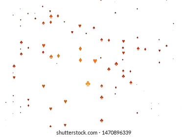 Light Red, Yellow vector template with poker symbols. Shining illustration with hearts, spades, clubs, diamonds. Smart design for your business advert of casinos.