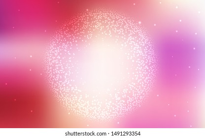 Light Red, Yellow vector template with space stars. Space stars on blurred abstract background with gradient. Smart design for your business advert.