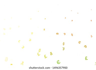 Light Red, Yellow vector template with currency. Modern abstract illustration with symbols of digital money. Template for ads of currency markets, bank loans.