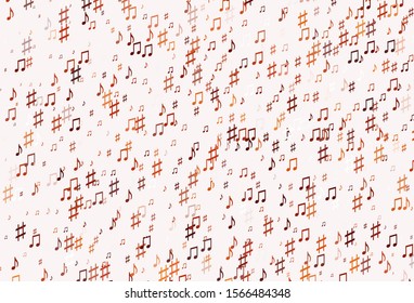 Light Red, Yellow vector template with musical symbols. Modern abstract illustration with melody keys. Pattern for school ad, booklets.