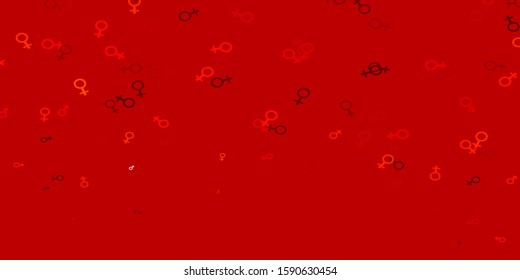 Light Red, Yellow vector template with businesswoman signs. Simple design in abstract style with women’s rights activism. New side for your design.