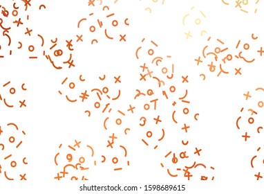 Light Red, Yellow vector template with math simbols. Colored mathematic signs with gradient on white background. Pattern for ad, booklets, leaflets of education.