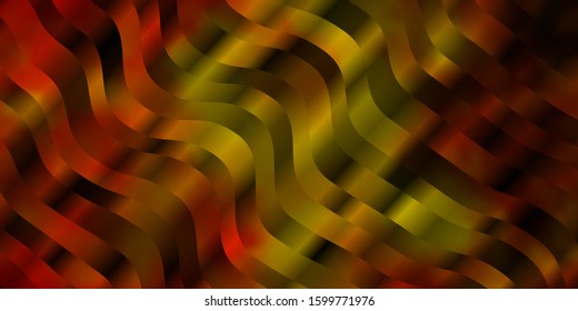Light Red, Yellow vector template with wry lines. Illustration in halftone style with gradient curves. Template for cellphones.