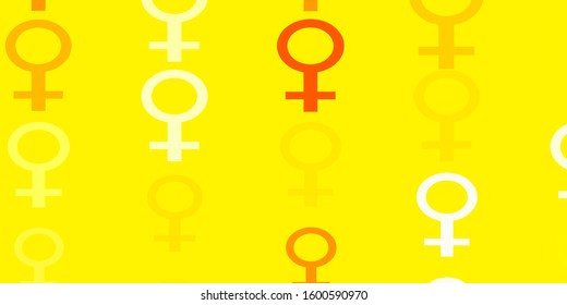 Light Red, Yellow vector template with businesswoman signs. Colorful illustration with gradient feminism shapes. New side for your design.