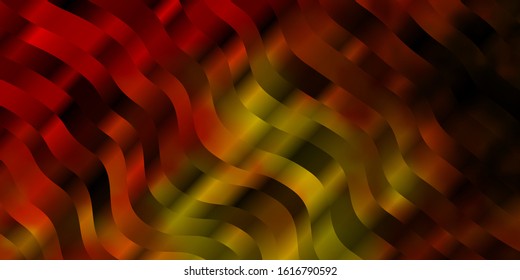 Light Red, Yellow vector template with wry lines. Illustration in halftone style with gradient curves. Template for cellphones.