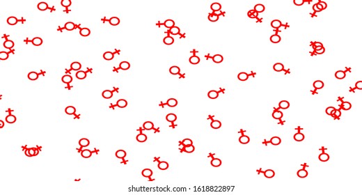 Light Red, Yellow vector template with businesswoman signs. Colorful illustration with gradient feminism shapes. Elegant background for websites.