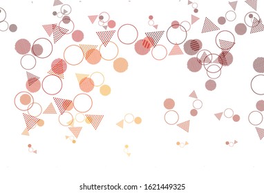 Light Red, Yellow vector template with crystals, circles. Abstract gradient illustration with circles, triangles. Modern template for landing page.