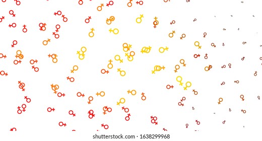 Light Red, Yellow vector template with businesswoman signs. Colorful illustration with gradient feminism shapes. Background for International Women’s Day.