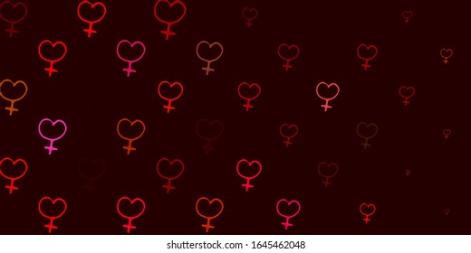 Light Red, Yellow vector template with businesswoman signs. Colorful feminism symbols with a gradient in modern style. Simple design for your web site.