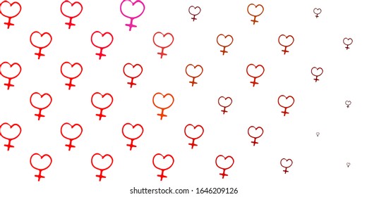 Light Red, Yellow vector template with businesswoman signs. Colorful feminism symbols with a gradient in modern style. Simple design for your web site.