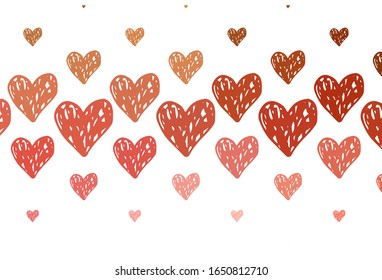 Light Red, Yellow vector template with doodle hearts. Beautiful celebration style hearts on abstract illustration. Design for a business advert of anniversary.
