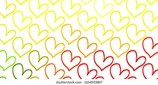 Light Red, Yellow vector template with doodle hearts. Illustration with hearts in love concept for valentine's day. Pattern for marriage gifts, congratulations.