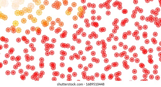 Light Red, Yellow vector template with ice snowflakes. Simple abstract illustration with ice, snow, snowflakes. New year websites pattern.
