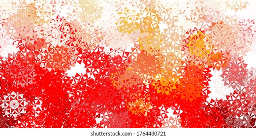 Light red, yellow vector template with ice snowflakes. Colorful abstract illustration with snowflakes. New year leaflet pattern.