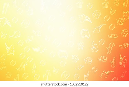 Light Red, Yellow vector template with sweet snacks. Decorative shining illustration with sweets on abstract template. Design for ad, poster, banner of cafes or restaurants.