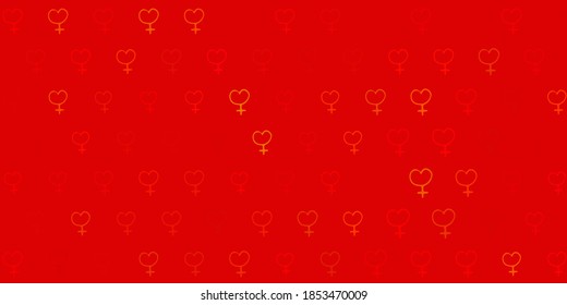 Light Red, Yellow vector template with businesswoman signs. Colorful illustration with gradient feminism shapes. Best design to show the power of women.