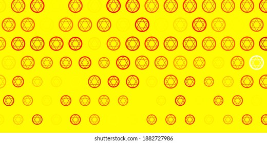 Light Red, Yellow vector template with esoteric signs. Retro design in abstract style with witchcraft forms. Background for esoteric, mystic designs.