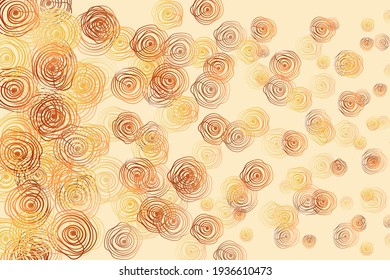 Hellrote, gelbe Vektorvorlage mit Spiralen, Kreisen, Linien. Gradient glitzernde abstrakte Elemente auf beigem Hintergrund. Das beste farbenprächtige Design für Ihr Unternehmen