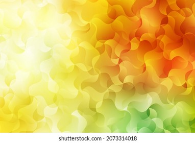 Plantilla vectorial de color rojo claro y amarillo con líneas irregulares. Una brillante ilustración, que consiste en líneas curvas. Diseño de negocio para afiches, banners.