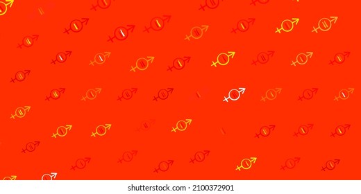 Light Red, Yellow vector template with businesswoman signs. Colorful feminism symbols with a gradient in modern style. Elegant design for wallpapers.
